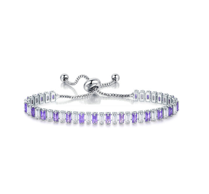 Colorful Zircon Tennis Pull Bracelet Fashion Single Row Diamond Wristband Bracelet