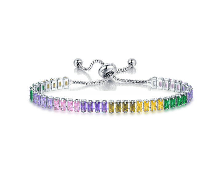 Colorful Zircon Tennis Pull Bracelet Fashion Single Row Diamond Wristband Bracelet