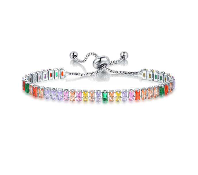 Colorful Zircon Tennis Pull Bracelet Fashion Single Row Diamond Wristband Bracelet