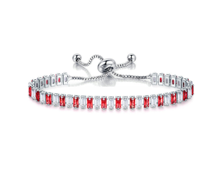 Colorful Zircon Tennis Pull Bracelet Fashion Single Row Diamond Wristband Bracelet